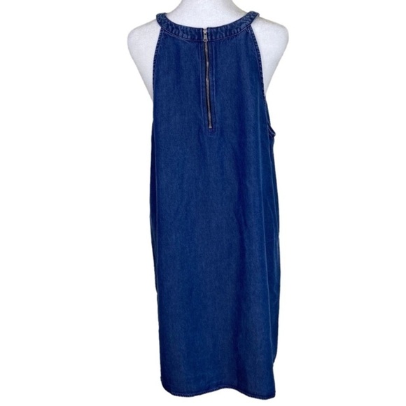 Splendid Dark Wash Chambray Halter Neck Shift Dress A-line Knee Length Sz XL - Picture 5 of 14